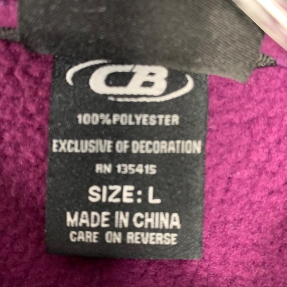 CB Sports Womens Fall Campus Fitted Bomber Jacket Size L Ribbed Purple Fleece - Picture 7 of 10